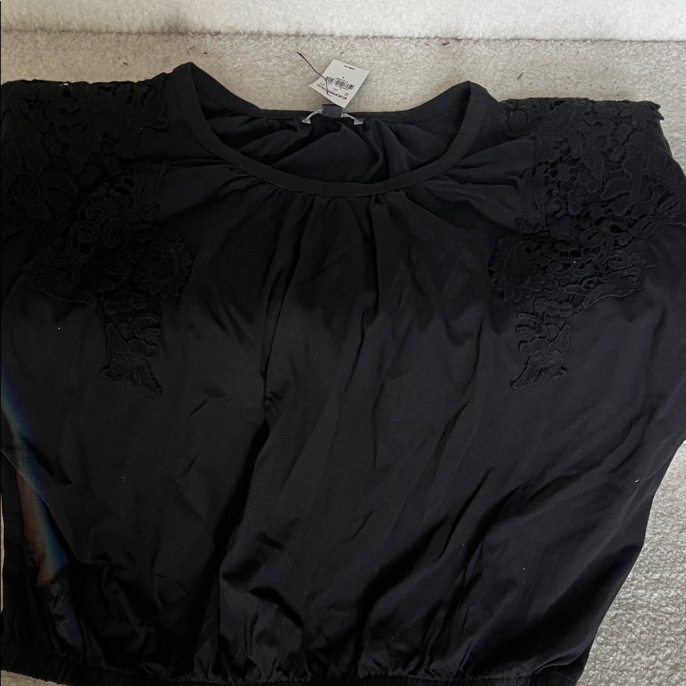 Express Black Lace Detail Blouse